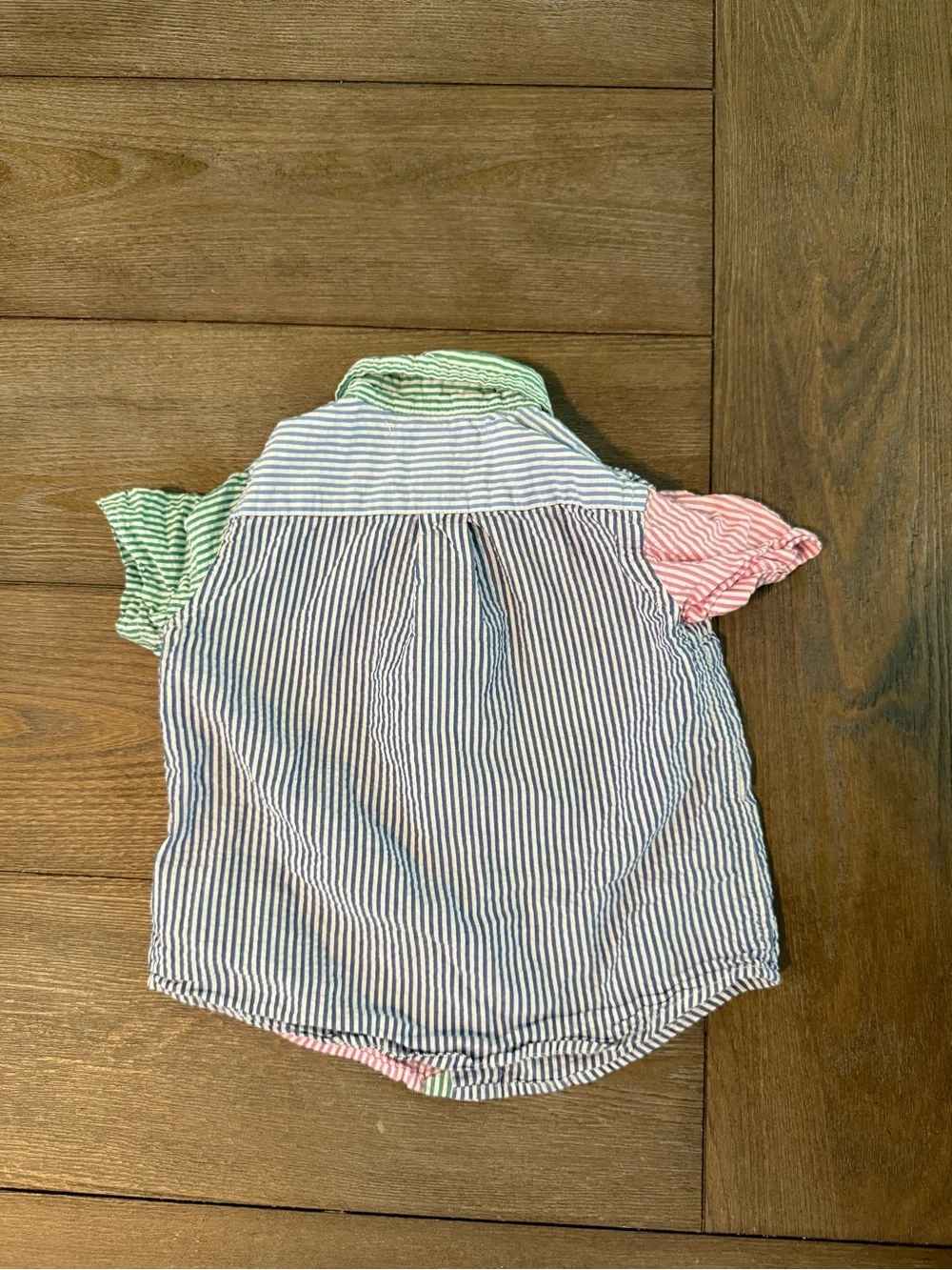 Ralph Lauren Boy’s Colorblock Seersucker Button-Down Shirt in Blue, Pink & Green